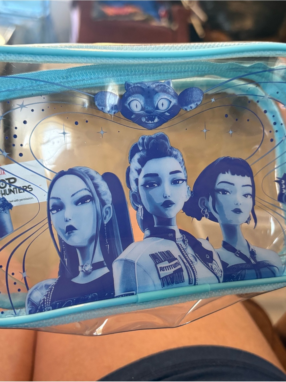 HUNTRIX K Pop Demon Hunters Blue Clear Cosmetic Pouch